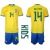Brasil Eder Militao #14 Hjemmedraktsett Barn VM 2022 Korte ermer (+ Korte bukser)